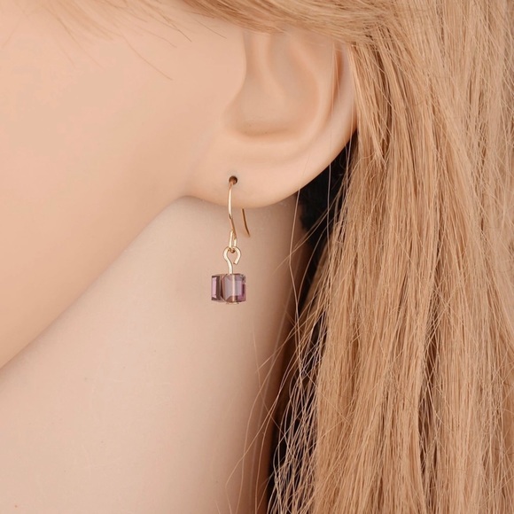 ❤️NEW trendy Square 3D Earrings Crystal Drop - Picture 4 of 4